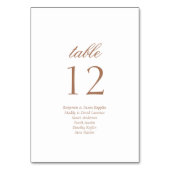 Elegantes Skript-Gästennamen Skript Hochzeit Tischnummer (Vorderseite)