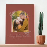 Elegantes Skript | Gemeinsam Foto Arch Leinwanddruck<br><div class="desc">Modernes Drehbuch-Lesen immer BESTER zusammen unter Ihrem Foto in einem eleganten gerahmten Bogen,  umgeben von Fichtenzweigen. Warm verbrannte orange Erdtöne als Hintergrund.</div>
