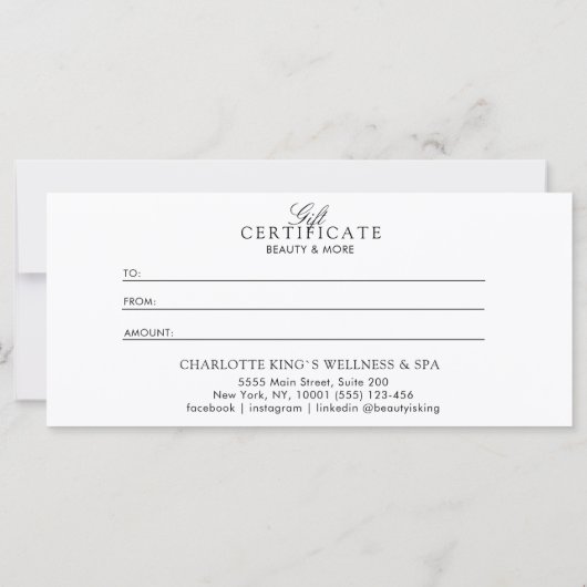 Elegantes Skript | Geschenkgutschein (Rückseite)