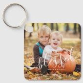 Elegantes Skript "Gesegnet" Benutzerdefiniertes Fo Schlüsselanhänger (Vorderseite)