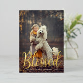 Elegantes Skript Gesegneter Weihnachtsfeiertag Folien Feiertagskarte (Stehend vorne)