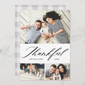 Elegantes Skript Glücklicherweise FotoCollage Than Feiertagskarte (Vorne/Hinten)