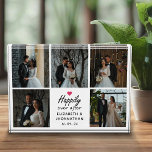 Elegantes Skript glücklicherweise je nach FotoColl Fotoblock<br><div class="desc">Erleben Sie Ihre Liebe mit dem "Elegant Script Happily Ever After Foto Collage Foto Block" von Zazzle! Dieser atemberaubende Foto-Block enthält das romantische Drehbuch "Happily Ever After" mit einem zauberhaften, heißen rosa Herz, personalisierten Namen der Braut und des Bräutigams und dem Hochzeitstag. Umgeben von diesem eleganten Design mit bis zu...</div>