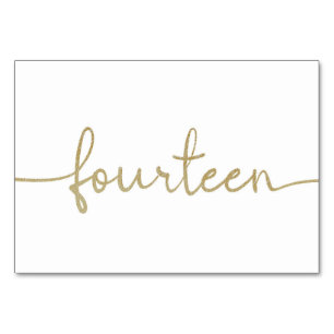 Elegantes Skript Goldene Hochzeit 14/Vierzehn Tischnummer