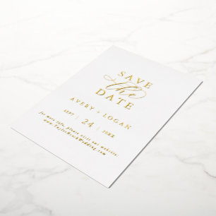 Elegantes Skript Goldfolie Save-the-Date Folieneinladung