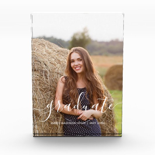 Elegantes Skript "Graduate" Custom Fotoblock (Vorderseite)