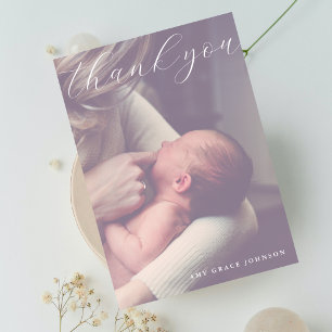 Elegantes Skript Hazy Baby Foto Einfaches Danke Einladung