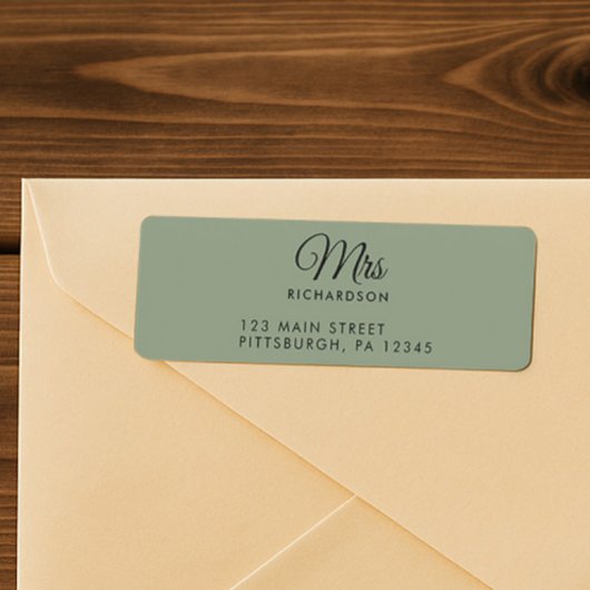 Elegantes Skript Hellgrün Frau Nachname Rücksendea