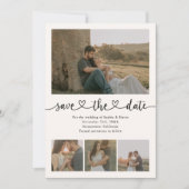 Elegantes Skript Herz 5 Foto Hochzeit Save The Date (Vorderseite)