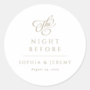Elegantes Skript Hochzeit des Nigth Before Runder Aufkleber
