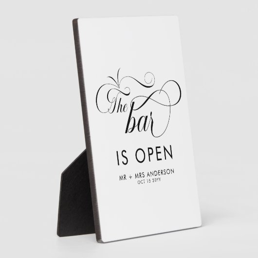 Elegantes Skript Hochzeit Die Bar ist Open Drinks Fotoplatte (Seite)