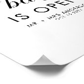 Elegantes Skript Hochzeit Die Bar ist Open Drinks Poster (Ecke)