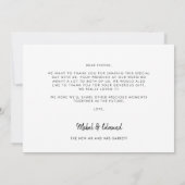 Elegantes Skript Hochzeit Foto danke Karte (Rückseite)