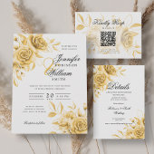 Elegantes Skript Hochzeit Gold Aquarellfarben Einladung