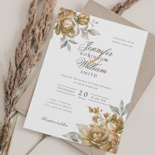 Elegantes Skript Hochzeit Gold Natürlich Rustikal  Einladung