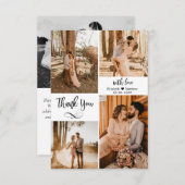 Elegantes Skript Hochzeit mehrere Foto Collage als Dankeskarte (Vorne/Hinten)