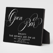 Elegantes Skript Hochzeit Open Bar Drink Menü Blac Fotoplatte (Seite)
