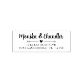 Elegantes Skript-Hochzeit-Rücksendeadresse-Selbstf Permastempel (Design)