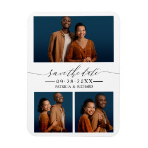 Elegantes Skript Hochzeit Save The Date 3 Foto Col Magnet