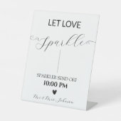 Elegantes Skript Hochzeit Sparkler senden off Sockelschild (Vorderseite)