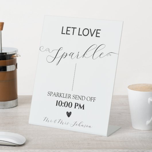 Elegantes Skript Hochzeit Sparkler senden off Sockelschild (In SItu)