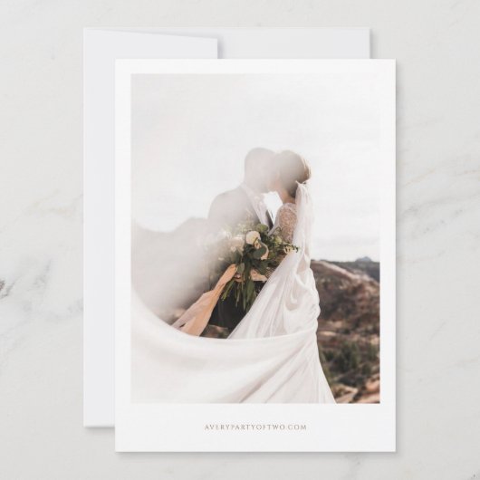 Elegantes Skript Hochzeit speichern Sie das Datum Einladung (Rückseite)