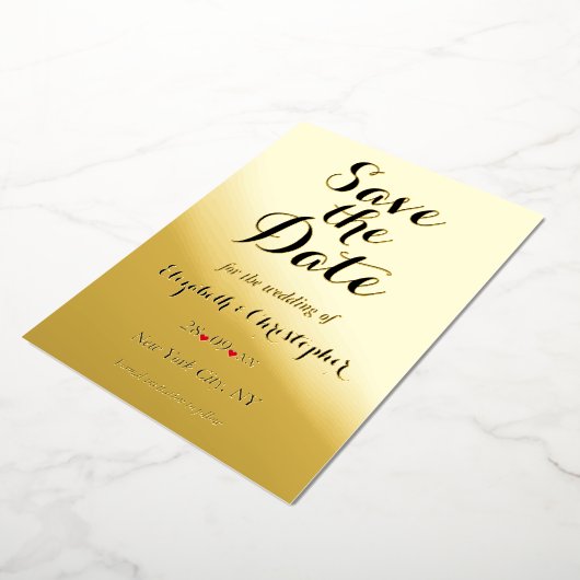 Elegantes Skript Hochzeit Speichern Sie das Datum  Folieneinladung (Gedreht)