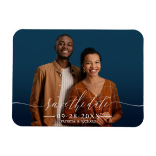 Elegantes Skript Hochzeit Termin Foto Magnet