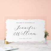 Elegantes Skript Hochzeit Willkommen Paint White B Acrylschild (Hochzeit)