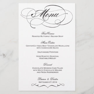 Elegantes Skript-Hochzeitmenü - Benutzerdefiniert