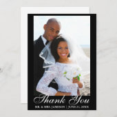 Elegantes Skript-Hochzeits-Foto danken Ihnen Dankeskarte (Vorne/Hinten)