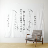 Elegantes Skript-Hochzeitsbackdrop – Wandteppich (Beispiel (Horizontal))