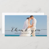 Elegantes Skript | Hochzeitsdanken - Fotokarte Dankeskarte (Vorne/Hinten)