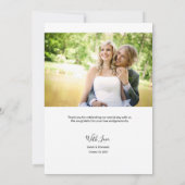 Elegantes Skript Hochzeitsfotovorlage Dankeskarte (Rückseite)