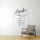 Elegantes Skript Hochzeitsgetränke Bar Menü Poster Wandteppich (Beispiel)