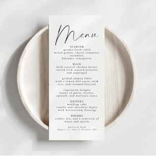 Elegantes Skript Hochzeitsmenü Menükarte