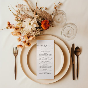Elegantes Skript Hochzeitsmenü Menükarte