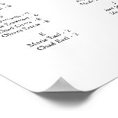 Elegantes Skript Horizontal Alphabetisches Sitzen Poster (Ecke)