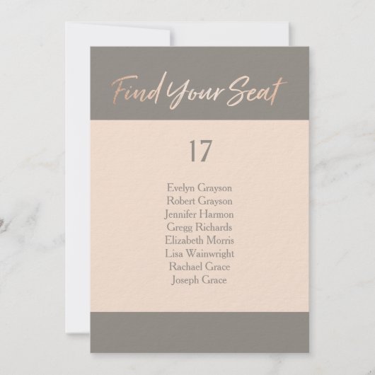 Elegantes Skript-Imitat-Folien-Sitzplatz-Diagramm Einladung (Vorderseite)