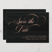 Elegantes Skript | Imitate Rose Gold und Schwarz Save The Date (Vorne/Hinten)