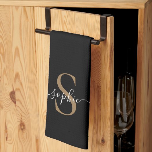 Elegantes Skript Individueller Name Personalisiert Geschirrtuch (Drittel gefaltet)