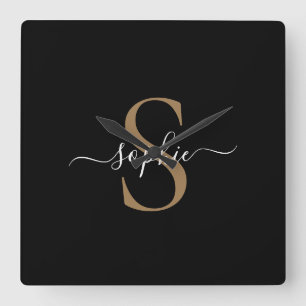 Elegantes Skript Individueller Name Personalisiert Quadratische Wanduhr