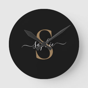 Elegantes Skript Individueller Name Personalisiert Runde Wanduhr