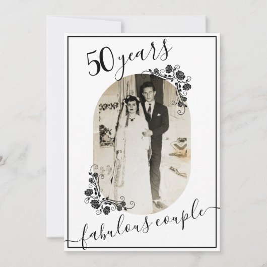 Elegantes Skript jedes Jahr Jahr Foto 50. Einladung (Vorderseite)