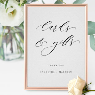 Elegantes Skript, Karten und Geschenke Hochzeitsze Poster