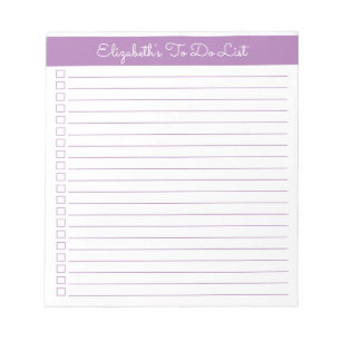 Elegantes Skript Lavendel Einspaltige Checkliste Notizblock