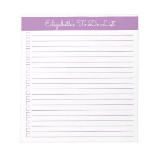 Elegantes Skript Lavendel Einspaltige Checkliste Notizblock