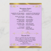 Elegantes Skript - Lavendel/Gold Hochzeit Programm (Rückseite)