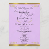 Elegantes Skript - Lavendel/Goldene Hochzeit Programm (Vorderseite)