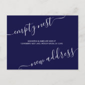 Elegantes Skript Leere Nest Neue Adresse Ankündigungspostkarte (Vorderseite)